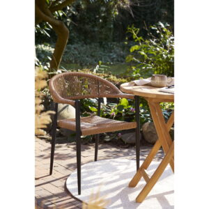 Canari Spisebordsstol, aluminium/PE rattan, natur, sort stel – sæt af 2 - Billede 7