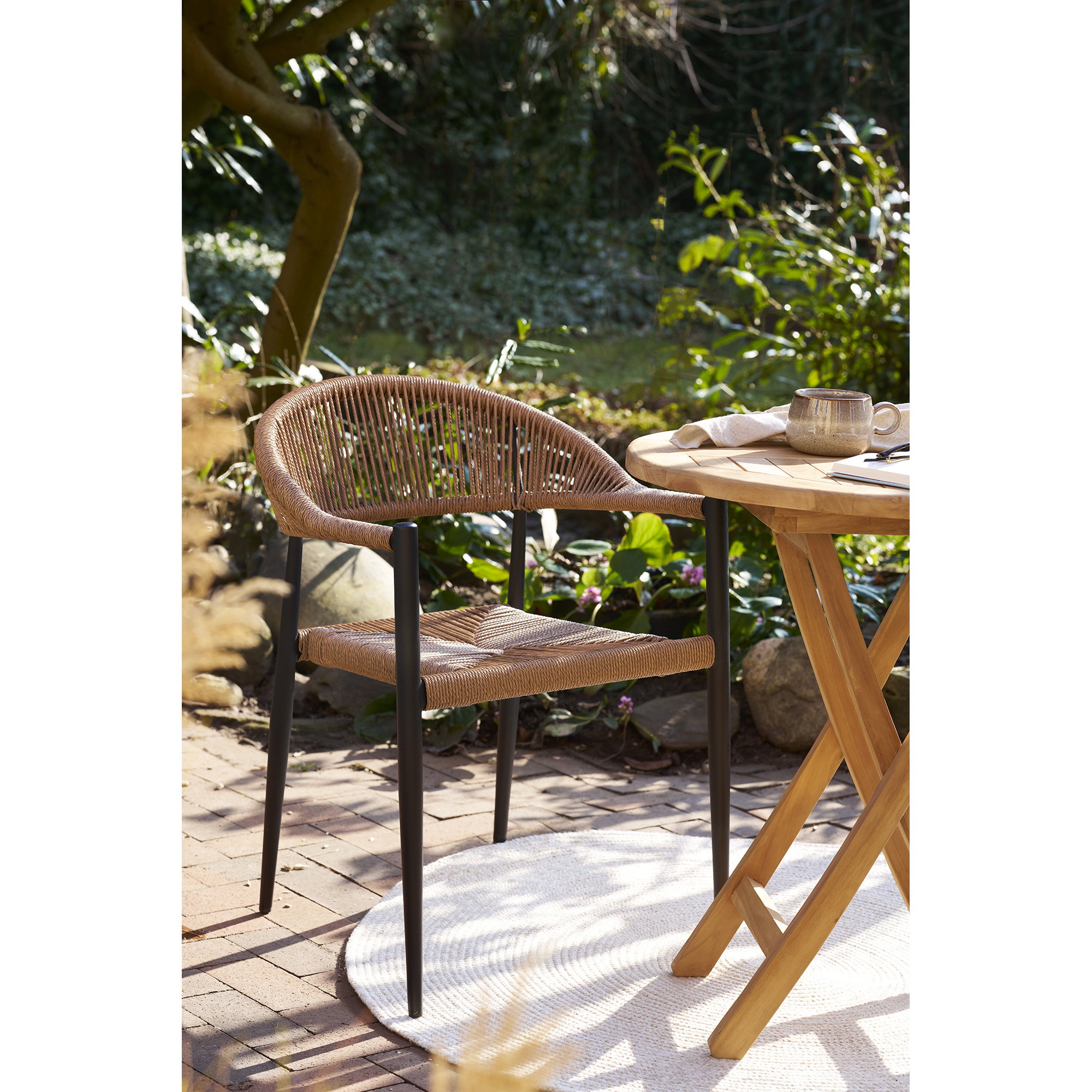 Canari Spisebordsstol, aluminium/PE rattan, natur, sort stel – sæt af 2 - Billede 7