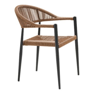 Canari Spisebordsstol, aluminium/PE rattan, natur, sort stel – sæt af 2 - Billede 3