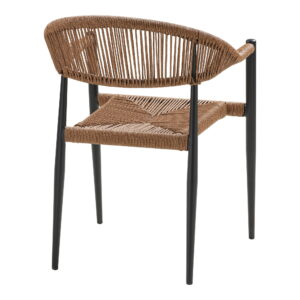 Canari Spisebordsstol, aluminium/PE rattan, natur, sort stel – sæt af 2 - Billede 4