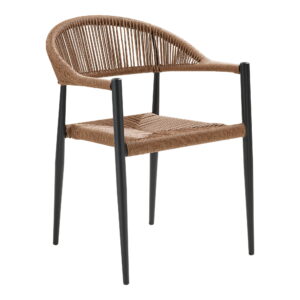 Canari Spisebordsstol, aluminium/PE rattan, natur, sort stel – sæt af 2