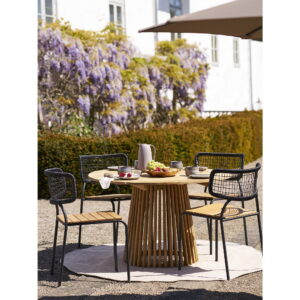 Nashville Spisebordsstol, teak/polyrattan, sort/natur, sorte ben – sæt af 4 - Billede 7