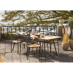 Nashville Spisebordsstol, teak/polyrattan, sort/natur, sorte ben – sæt af 4 - Billede 9