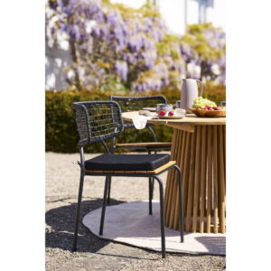 Nashville Spisebordsstol, teak/polyrattan, sort/natur, sorte ben – sæt af 4 - Billede 10