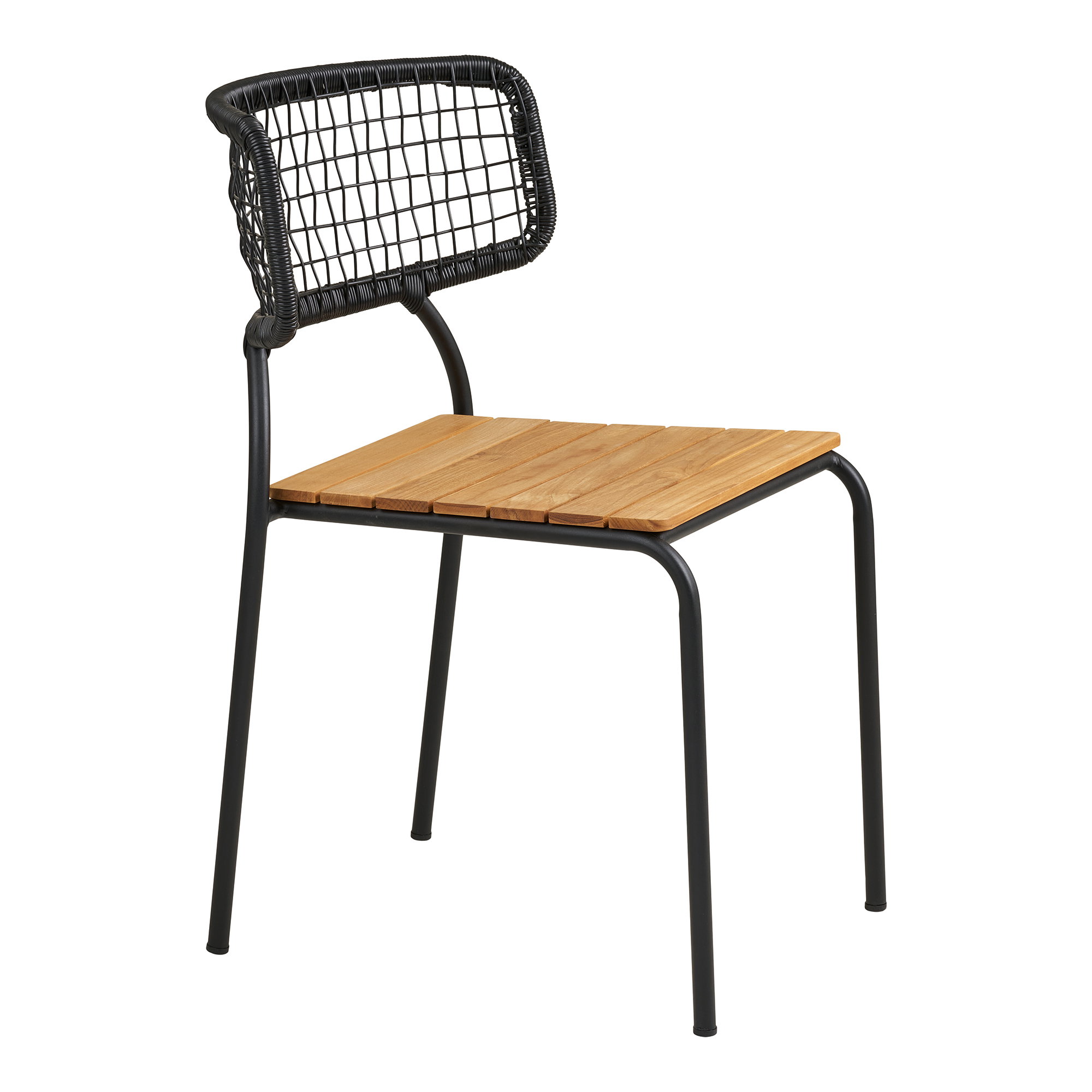 Nashville Spisebordsstol, teak/polyrattan, sort/natur, sorte ben – sæt af 4 - Billede 3