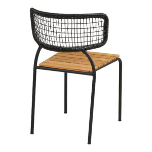 Nashville Spisebordsstol, teak/polyrattan, sort/natur, sorte ben – sæt af 4 - Billede 4