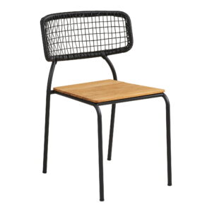 Nashville Spisebordsstol, teak/polyrattan, sort/natur, sorte ben – sæt af 4