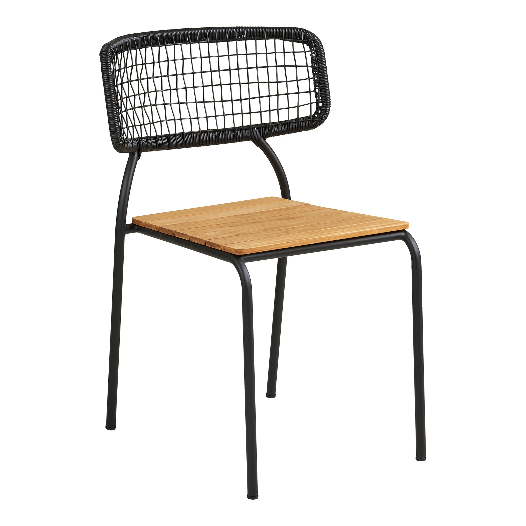 Nashville Spisebordsstol, teak/polyrattan, sort/natur, sorte ben – sæt af 4