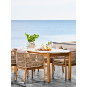 Terracina Spisebordsstol, akacie, beige, inkl. hynde – sæt af 2 - Billede 9