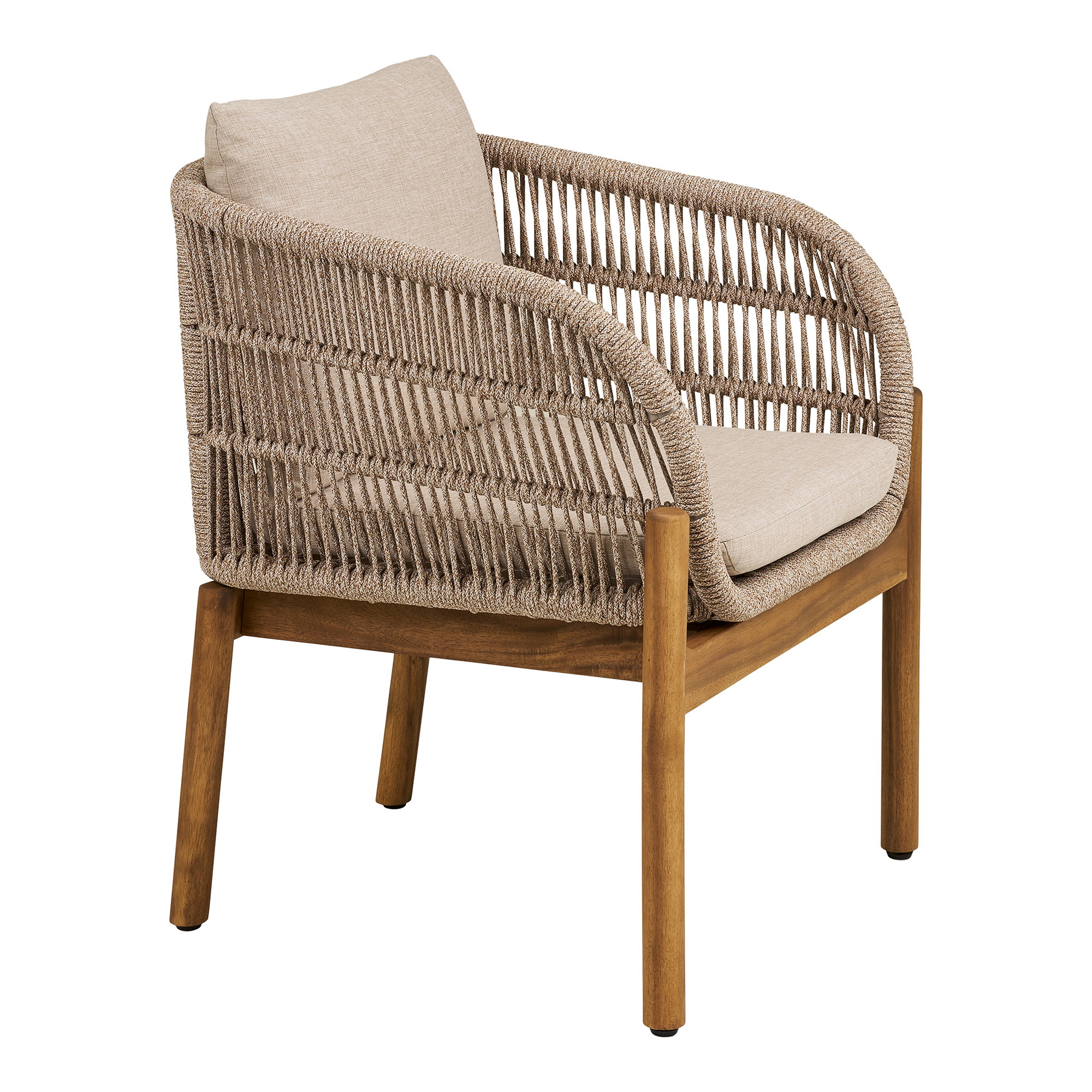 Terracina Spisebordsstol, akacie, beige, inkl. hynde – sæt af 2 - Billede 3