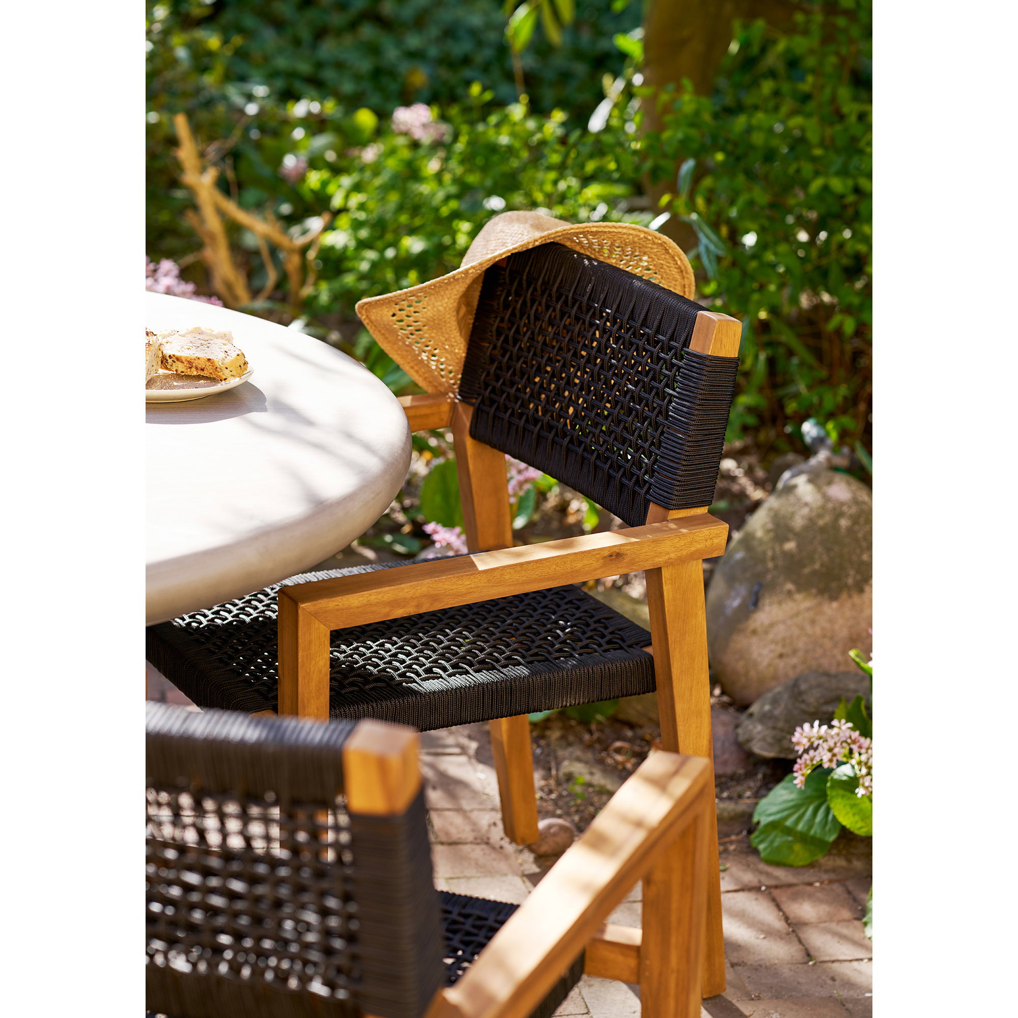 Anzio Spisebordsstol, akacie/polyester, sort/natur – sæt af 2 - Billede 10