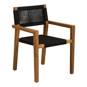 Anzio Spisebordsstol, akacie/polyester, sort/natur – sæt af 2