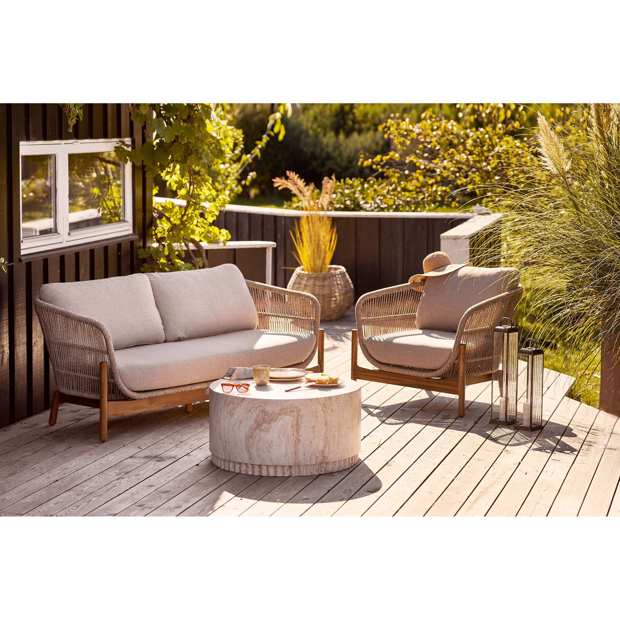 Terracina Loungesofa, akacie, beige, inkl. hynde - Billede 6