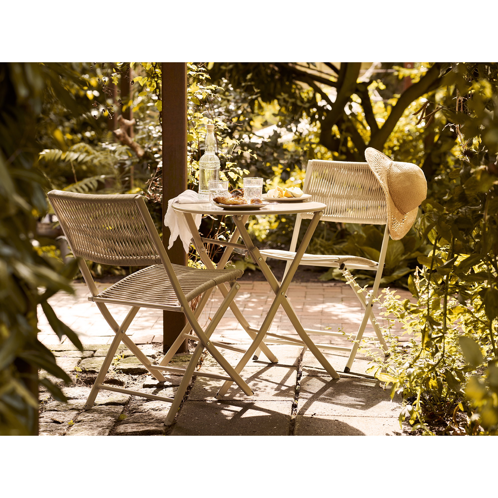 Arcas Cafésæt, 2 stole og 1 bord, polyester/stål, taupe - Billede 7