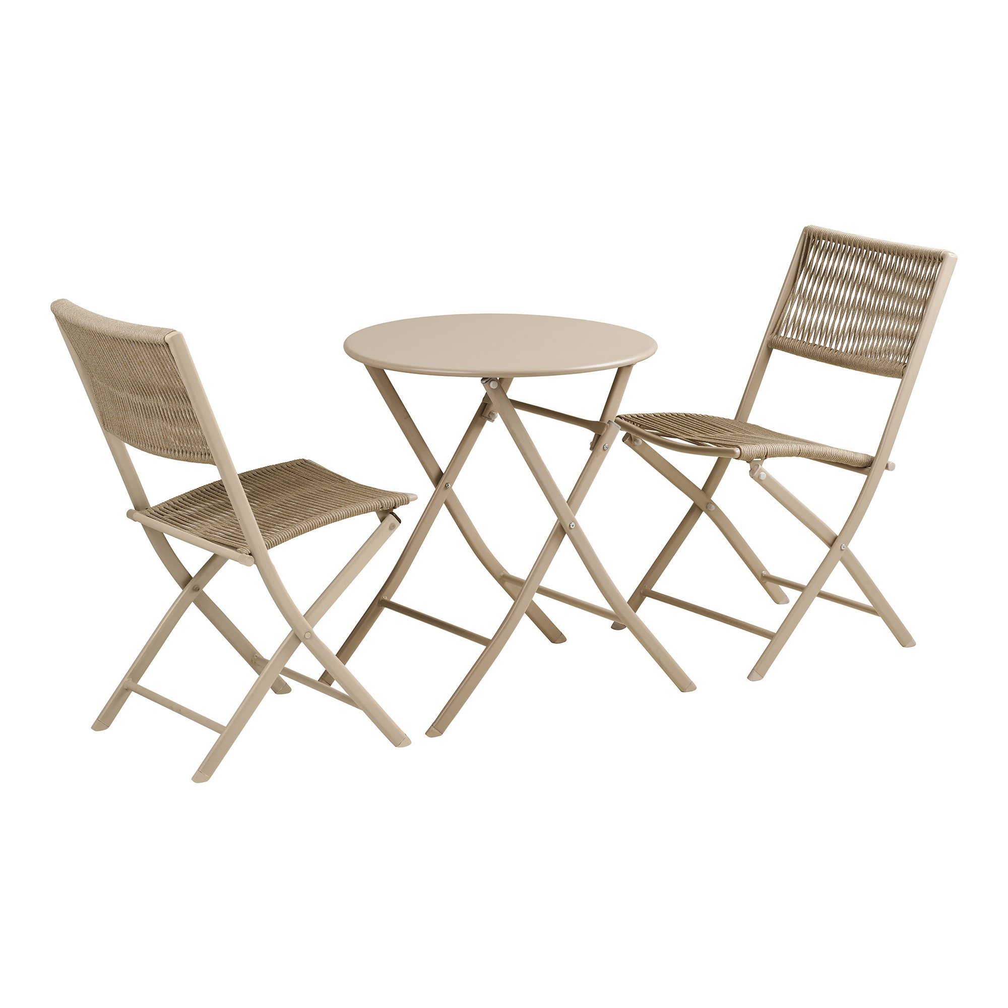 Arcas Cafésæt, 2 stole og 1 bord, polyester/stål, taupe - Billede 2