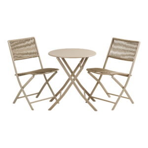 Arcas Cafésæt, 2 stole og 1 bord, polyester/stål, taupe