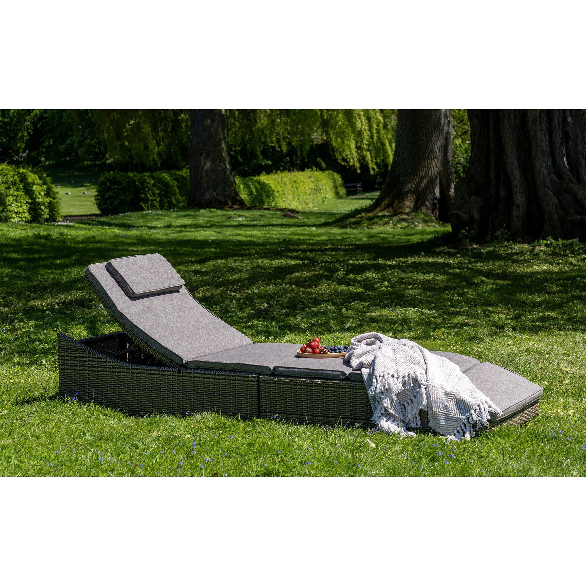 Split Solseng, polyrattan, kubu grå, inkl. hynde - Billede 5