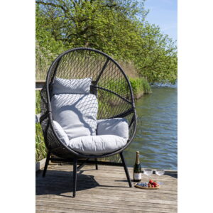 Rosario Loungestol, polyrattan, sort, inkl. hynder - Billede 7