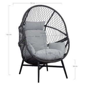 Rosario Loungestol, polyrattan, sort, inkl. hynder - Billede 6