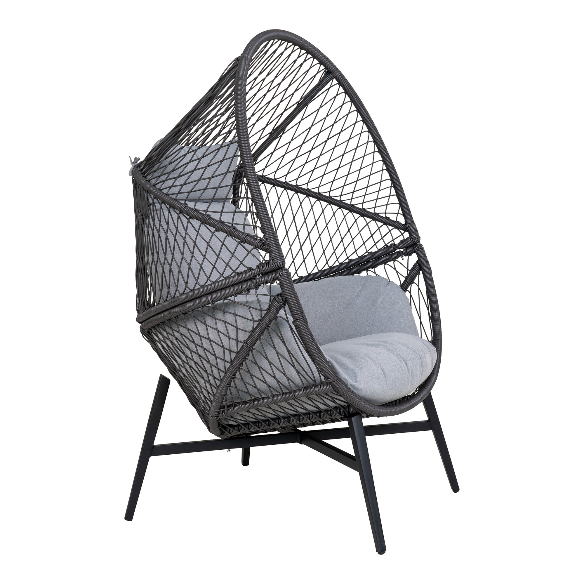 Rosario Loungestol, polyrattan, sort, inkl. hynder - Billede 3