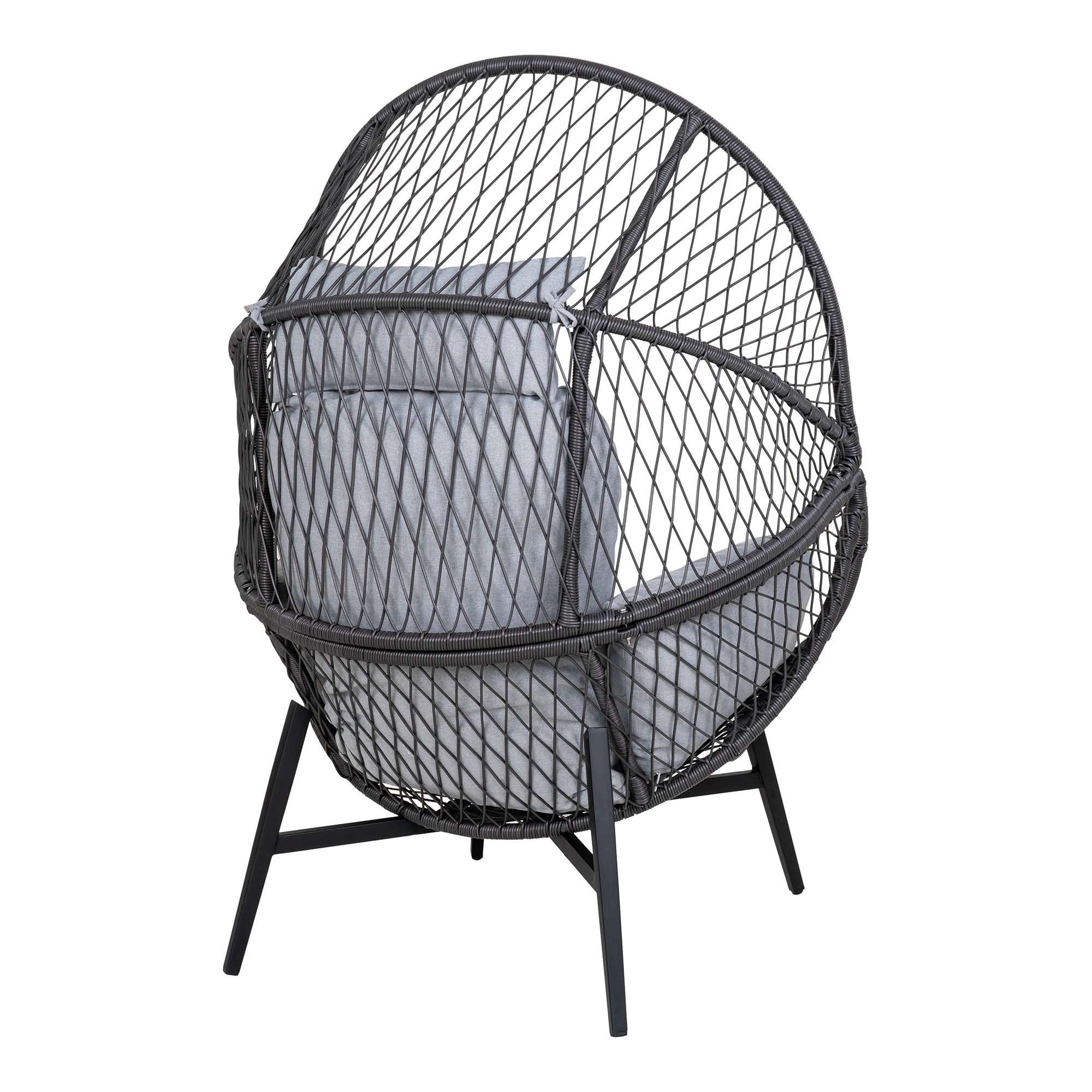 Rosario Loungestol, polyrattan, sort, inkl. hynder - Billede 4