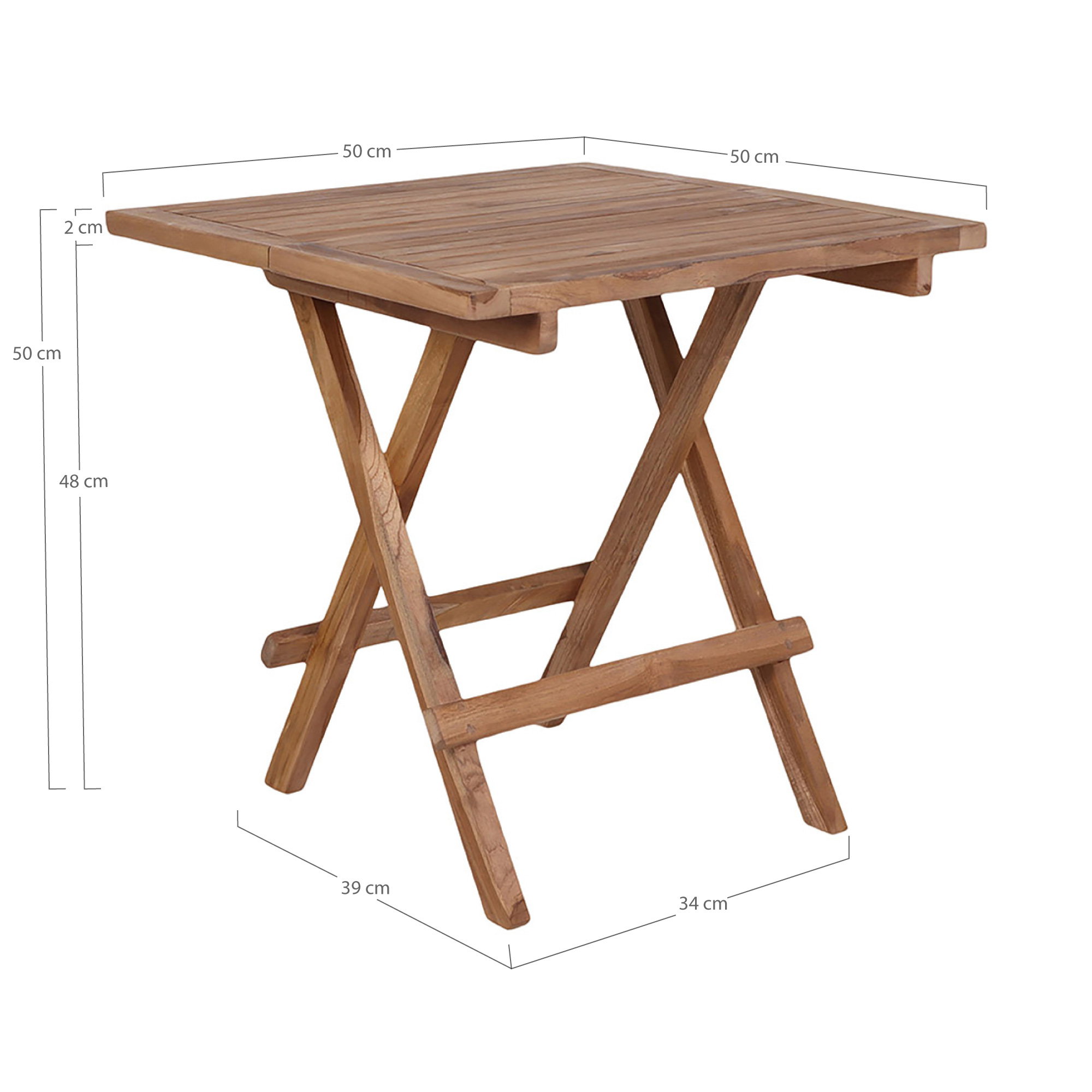 Bilbao Sidebord, teak, natur, 50x50x50 cm - Billede 6