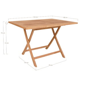 Oviedo Spisebord, teak, natur, 120x80x75 cm - Billede 4