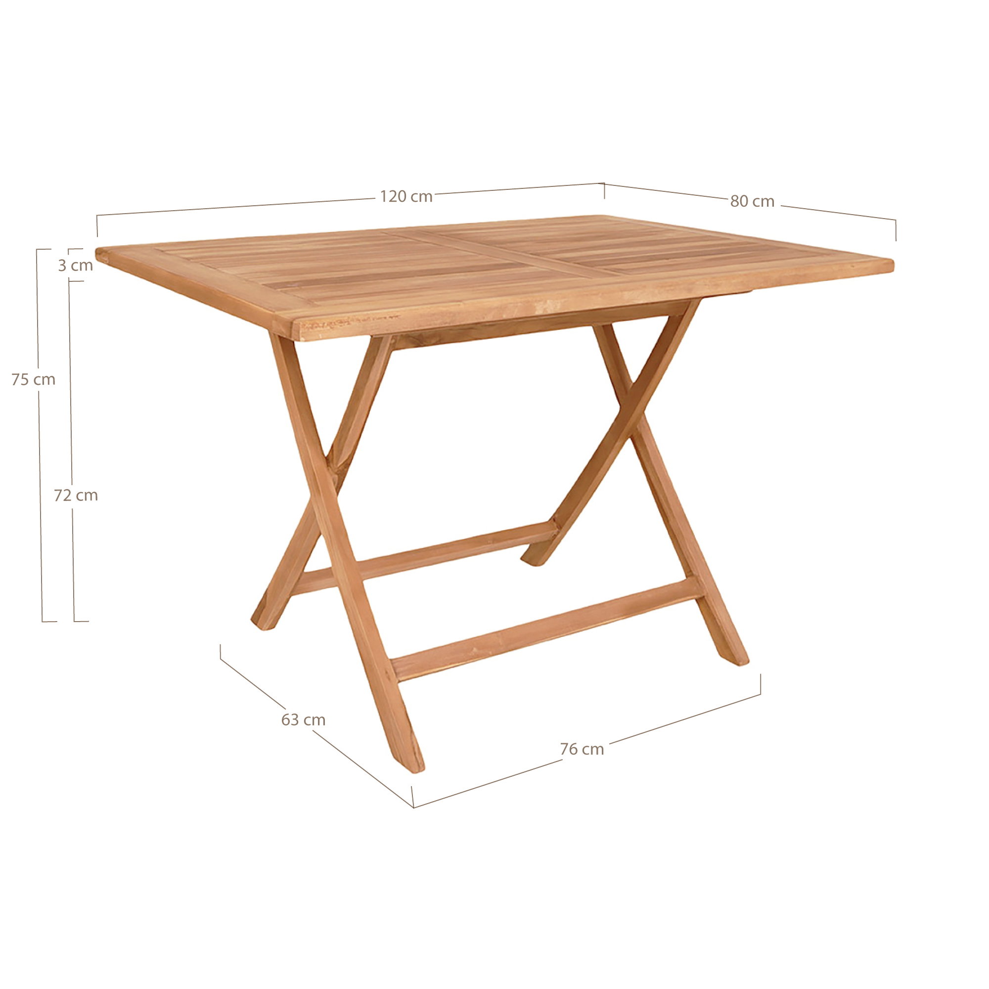 Oviedo Spisebord, teak, natur, 120x80x75 cm - Billede 4