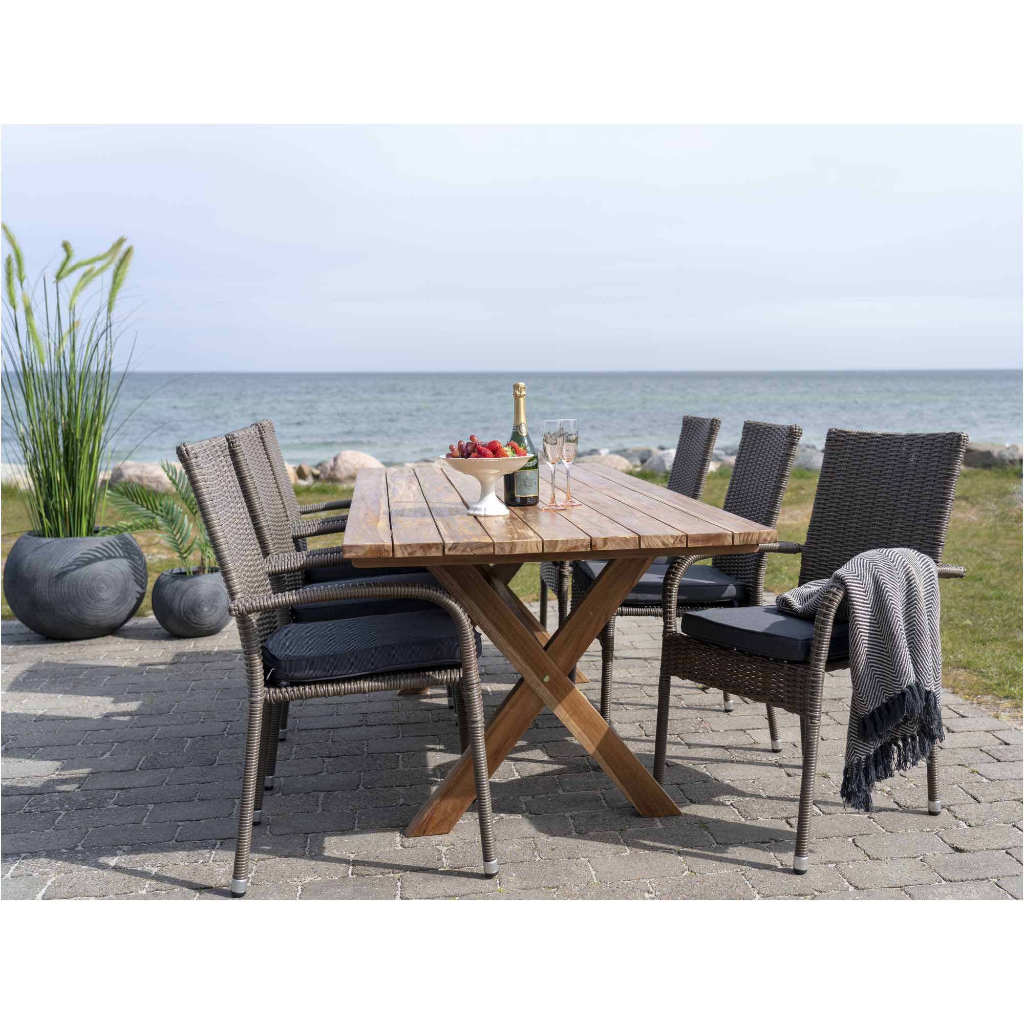 Murcia Spisebord, teak, natur, 200x90x75 cm - Billede 9
