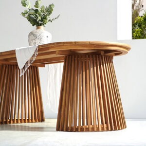 Berja Spisebord, teak, natur, 90x200x75 cm - Billede 6