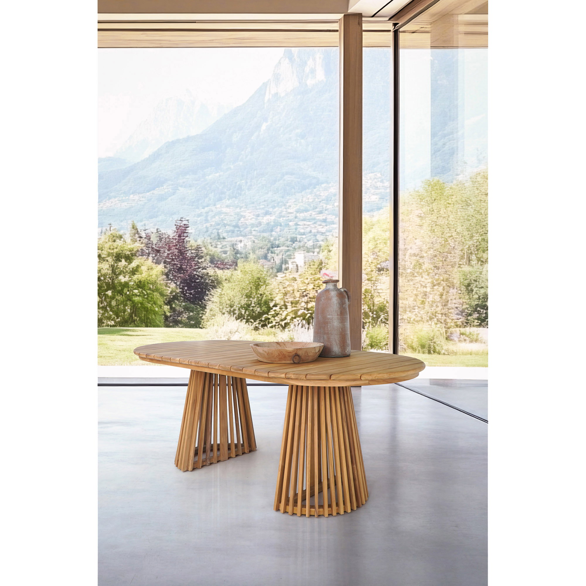 Berja Spisebord, teak, natur, 100x200x75 cm - Billede 6
