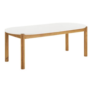 Terracina Spisebord, akacie/terrazzo, hvid/natur, 95x210x76 cm