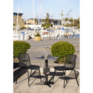 Cafébord, marmor look bordplade, mørkegrå, sorte ben, aluminium - Billede 8