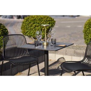 Cafébord, marmor look bordplade, mørkegrå, sorte ben, aluminium - Billede 9