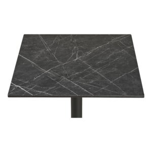 Cafébord, marmor look bordplade, mørkegrå, sorte ben, aluminium - Billede 3
