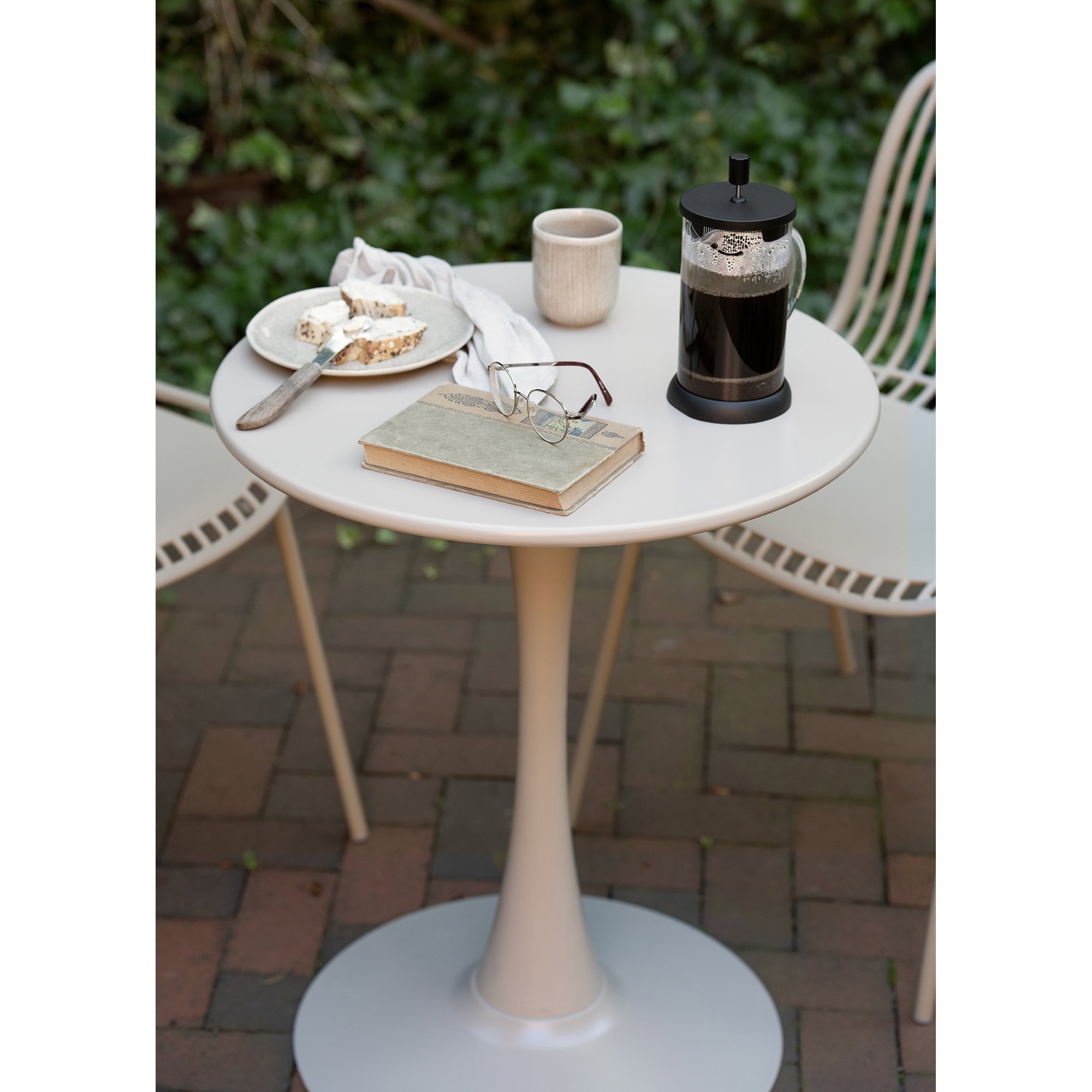 Meira Cafébord, stål, taupe, ø60x72 cm - Billede 6