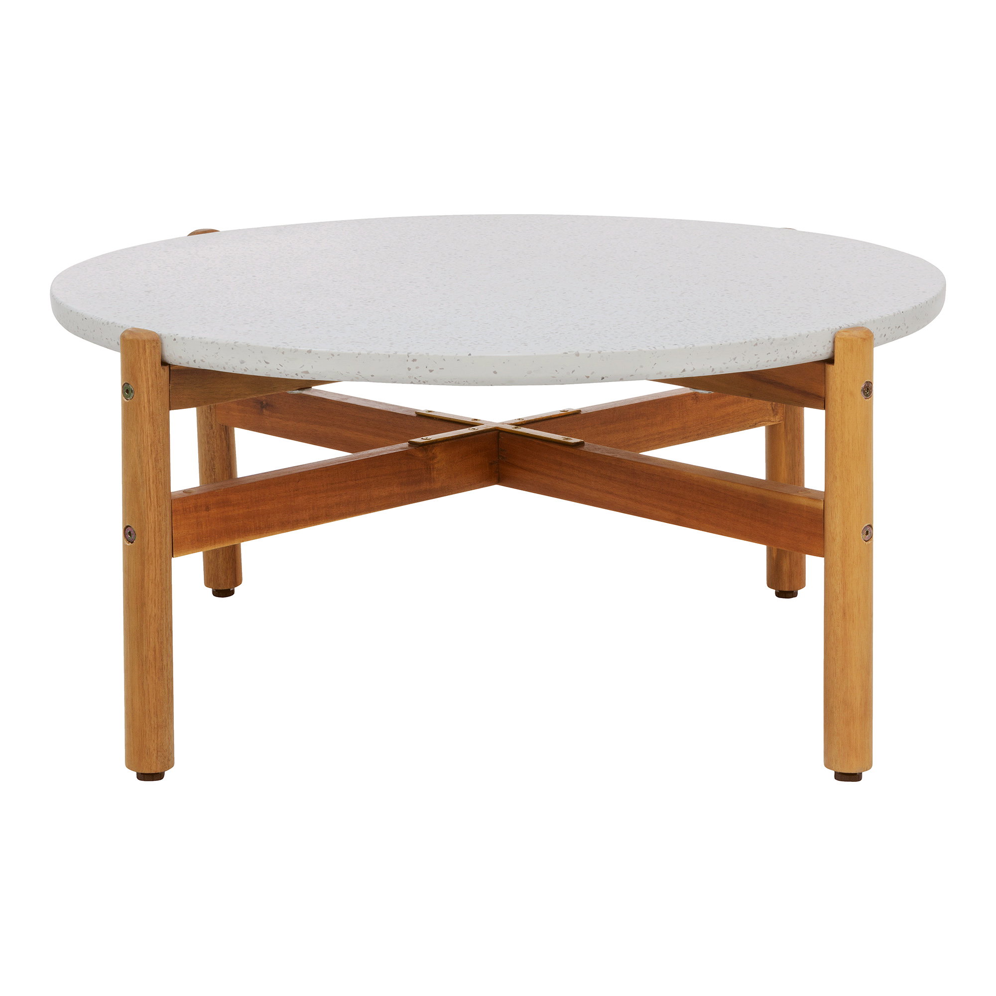 Terracina Sofabord, akacie/terrazzo, hvid/natur, ø84,5x38,5 cm - Billede 2