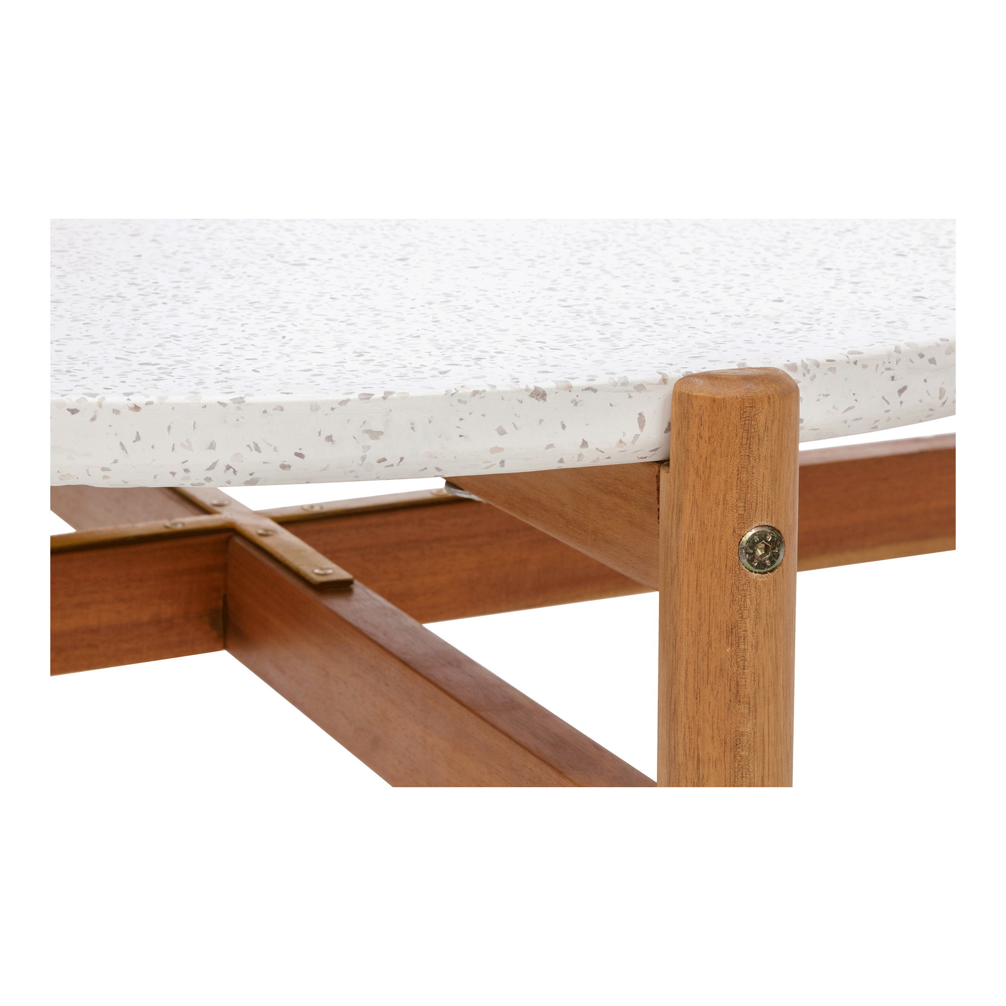 Terracina Sofabord, akacie/terrazzo, hvid/natur, ø84,5x38,5 cm - Billede 4