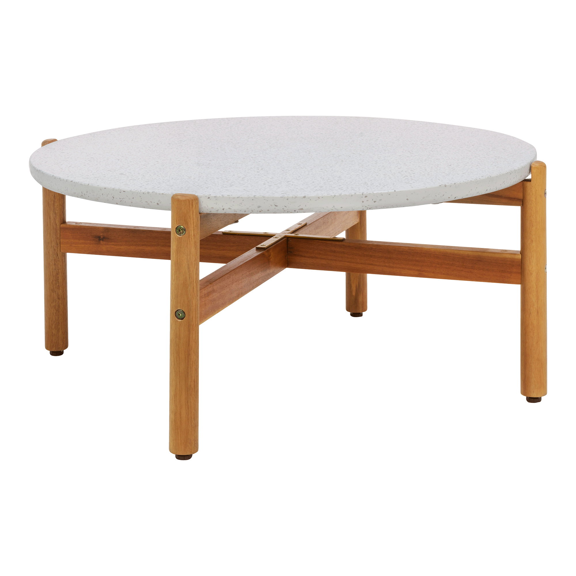 Terracina Sofabord, akacie/terrazzo, hvid/natur, ø84,5x38,5 cm