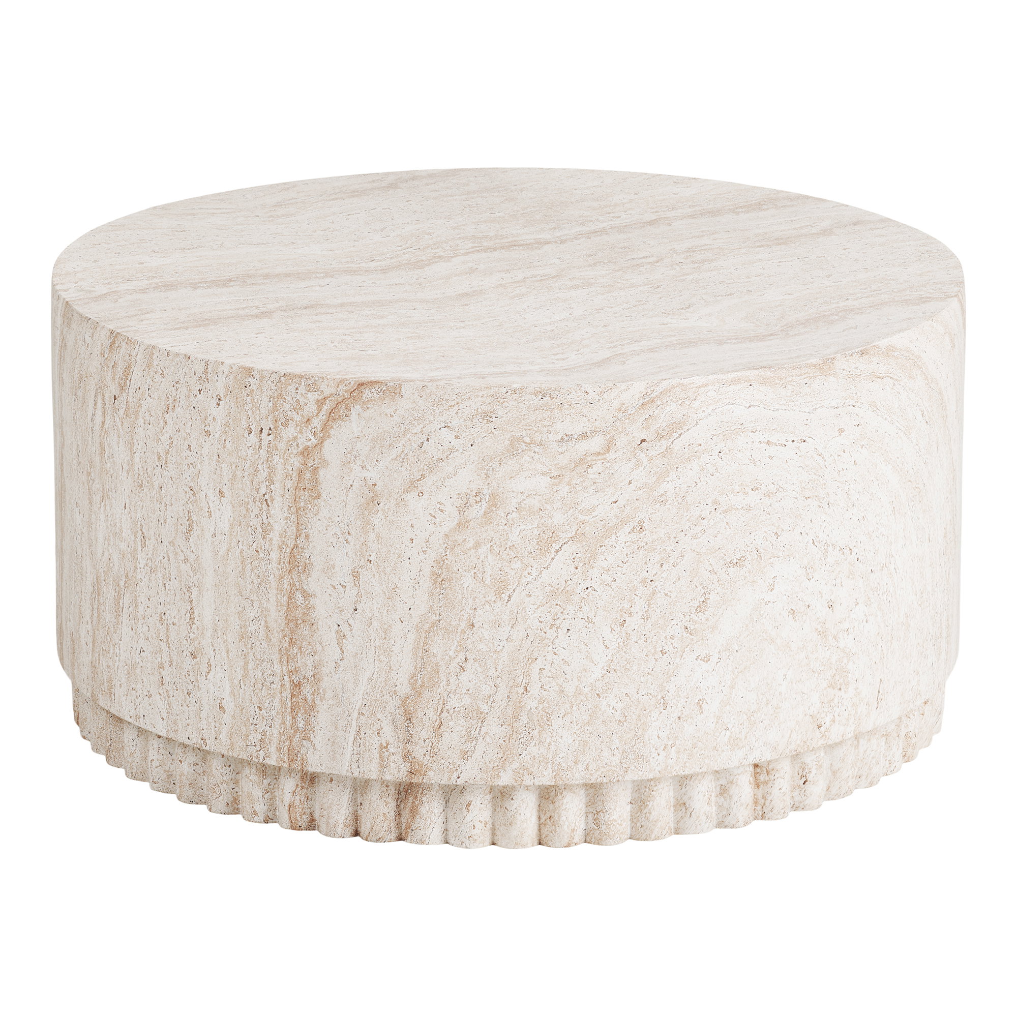 Bonn Sofabord, rillet base, fiberclay, natur, ø75x37 cm
