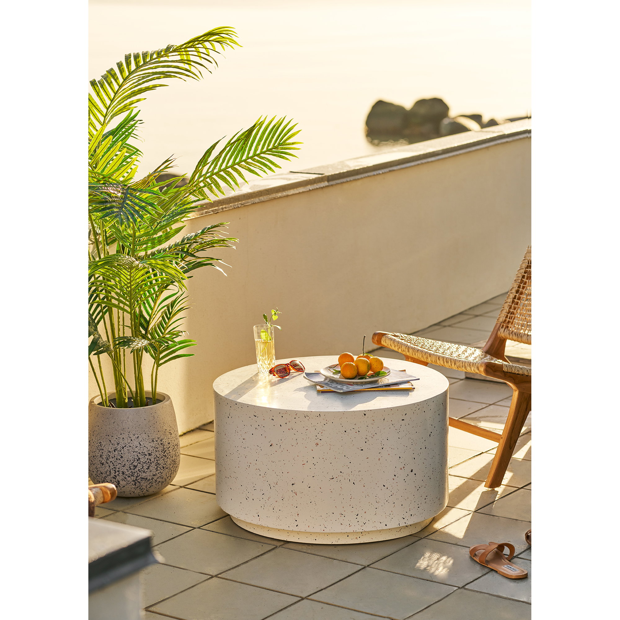 Bonn Sofabord, fiberclay, terrazzo look, ø70x40 cm - Billede 6