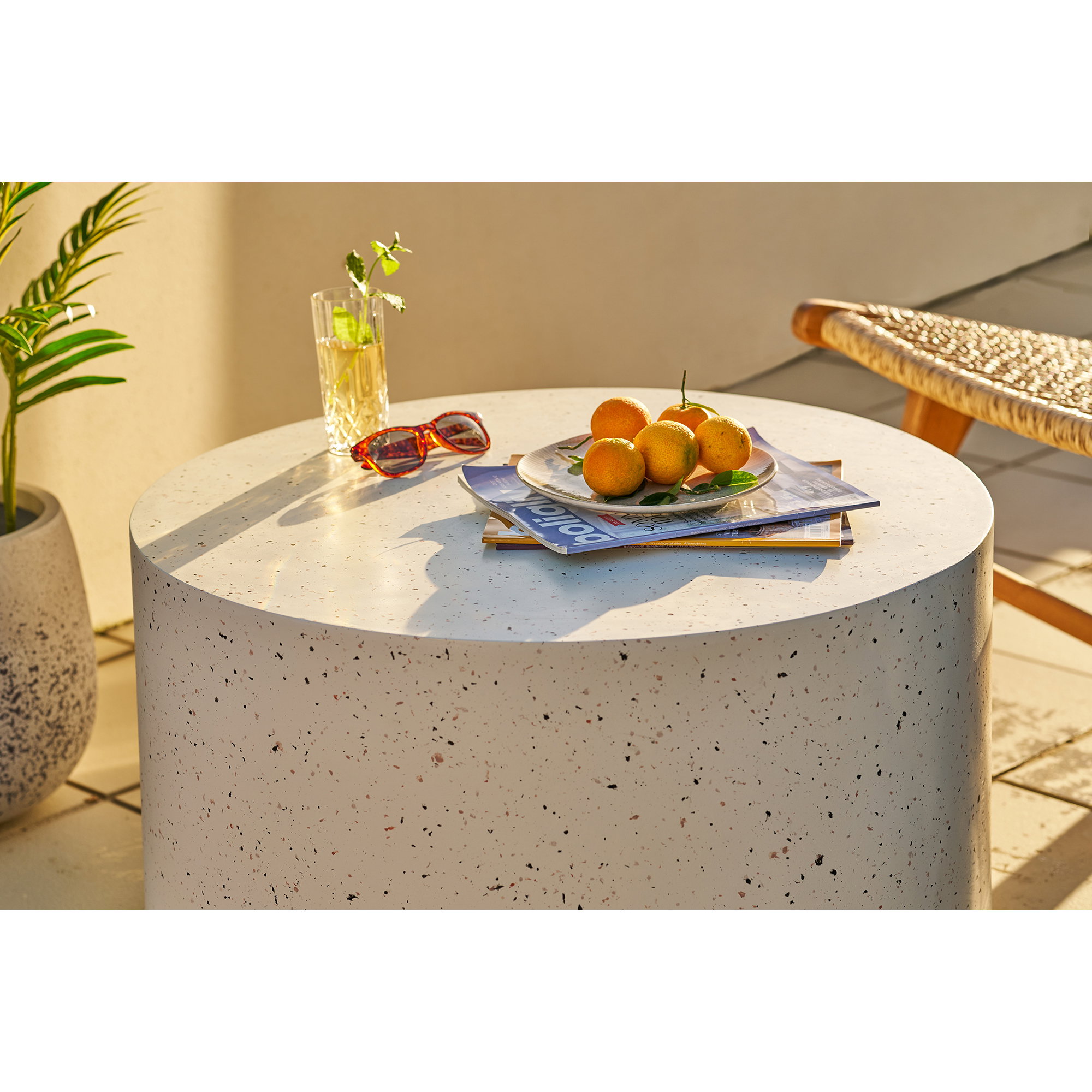 Bonn Sofabord, fiberclay, terrazzo look, ø70x40 cm - Billede 7