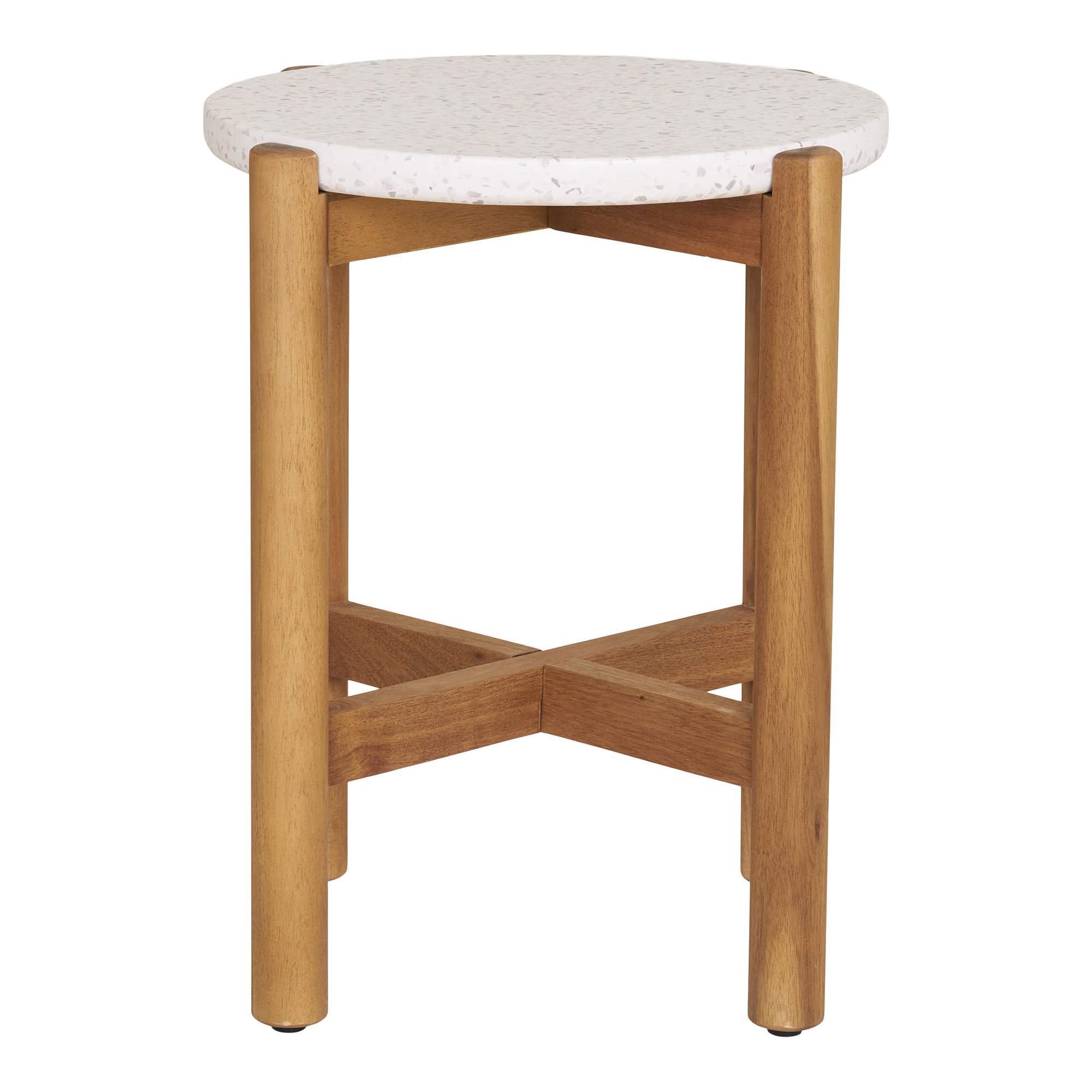 Terracina Hjørnebord, akacie/terrazzo, hvid/natur, ø37x48 cm - Billede 2