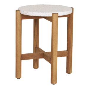 Terracina Hjørnebord, akacie/terrazzo, hvid/natur, ø37x48 cm - Billede 3