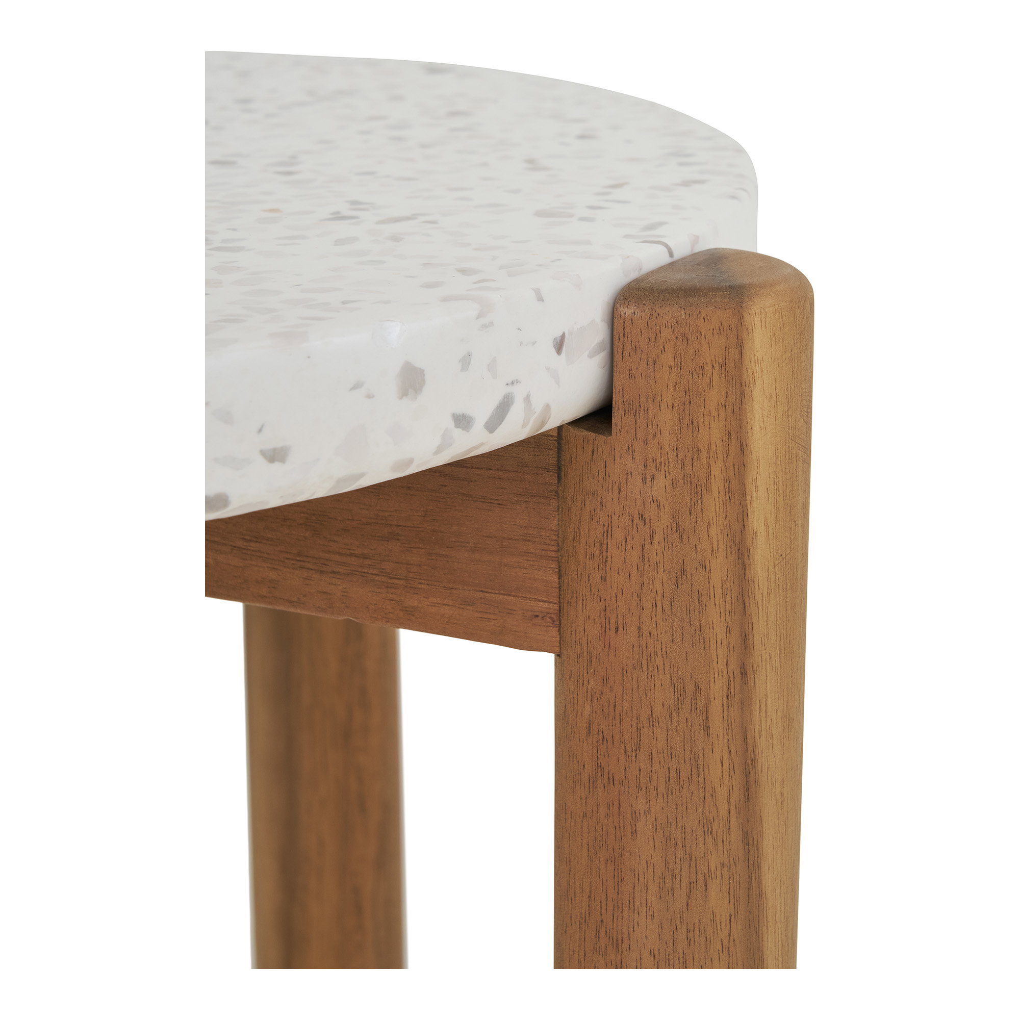 Terracina Hjørnebord, akacie/terrazzo, hvid/natur, ø37x48 cm - Billede 5