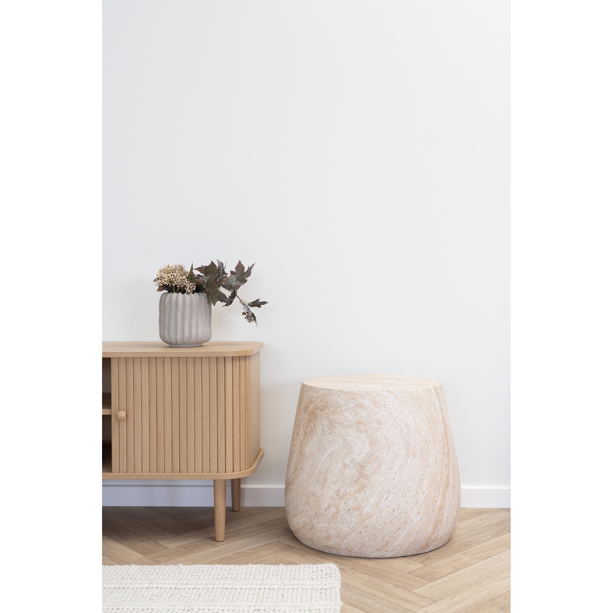 Bonn Hjørnebord, fiberclay, natur, ø47,5x41 cm - Billede 5