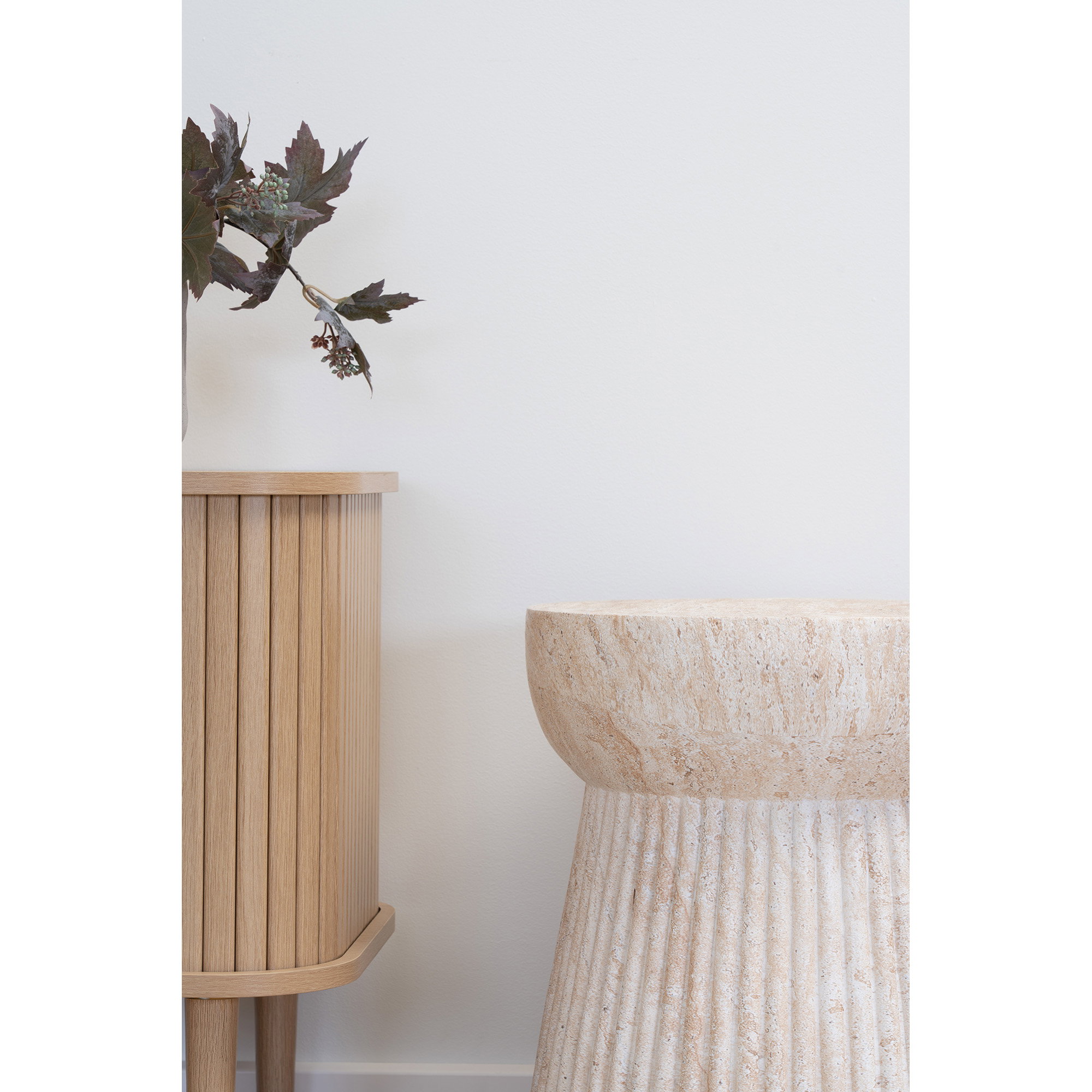 Bonn Hjørnebord med rillet struktur, fiberclay, natur, ø37x43 cm - Billede 4