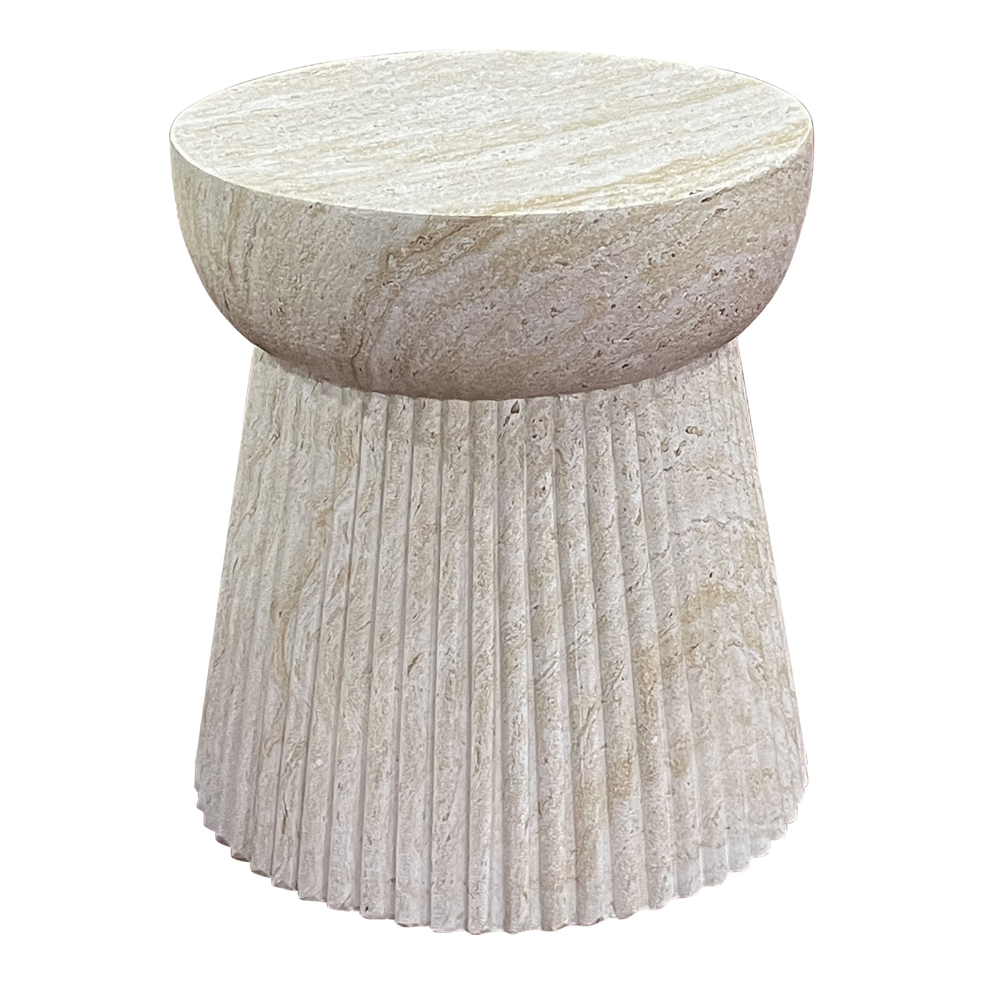 Bonn Hjørnebord med rillet struktur, fiberclay, natur, ø37x43 cm