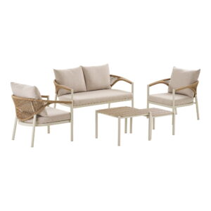 Alternative view of Abela Loungesæt, aluminium/nonwood/polyester/PE rattan, sand/natur, inkl. hynder