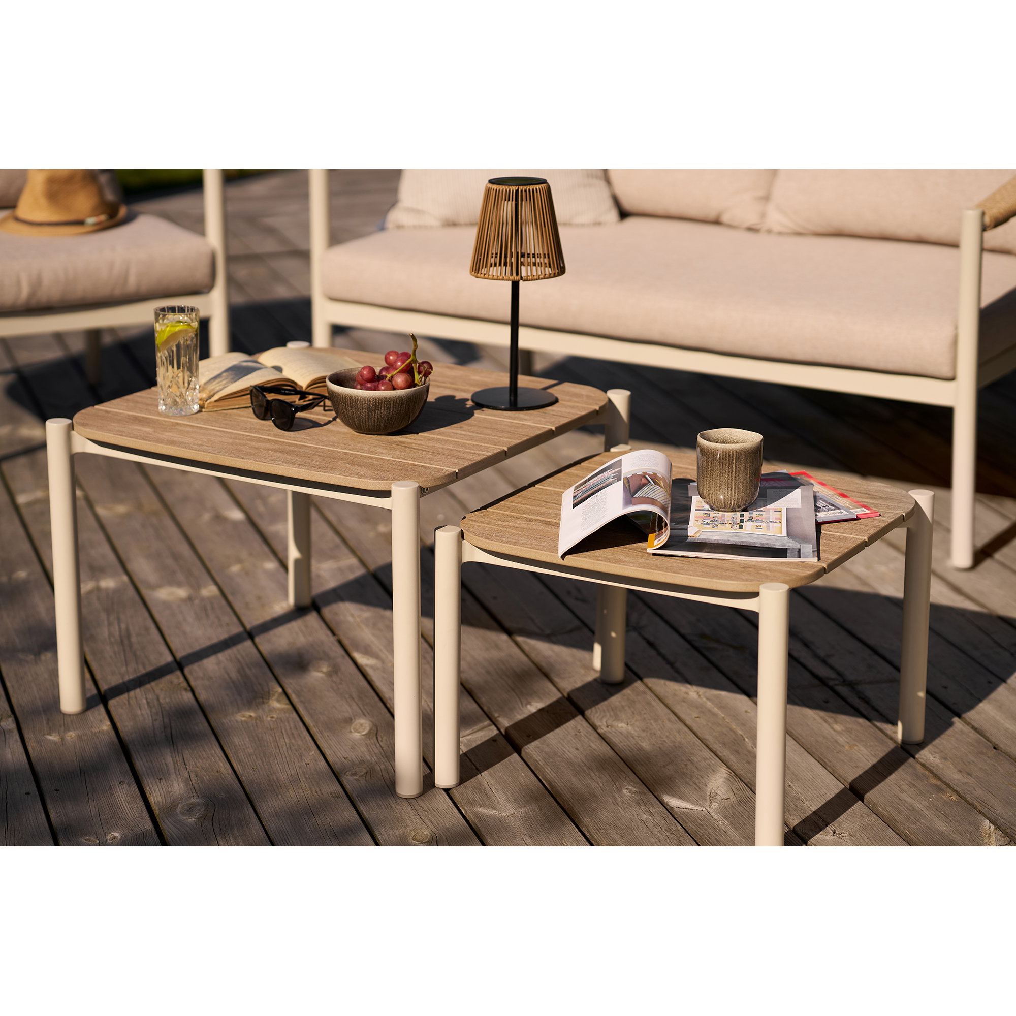 Abela Loungesæt, aluminium/nonwood/polyester/PE rattan, sand/natur, inkl. hynder - Billede 11
